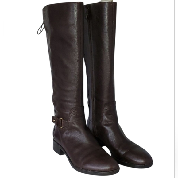 Geox leather knee boots with lace up back - Picture 1 of 14